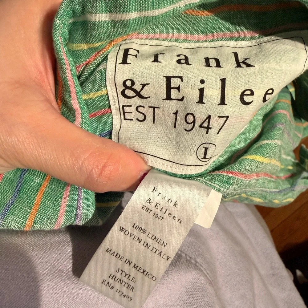 NWOT Frank & Eileen Hunter Stripe Step Hem Linen & Cotton Shirtdress colorful L - Picture 5 of 9